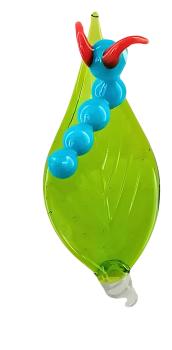 Orchideenstab, Blatt mit Raupe -blau- (normale Ausf.)